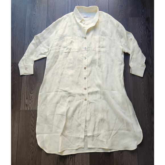 MNG Mango Longline Linen Button-Up Shirt, large - Picture 5 of 9
